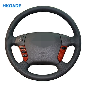 

DIY Black Artificial Leather Hand-stitched Anti-slip sweat Car Steering Wheel Covers Wrap for Toyota Crown 2005-2009