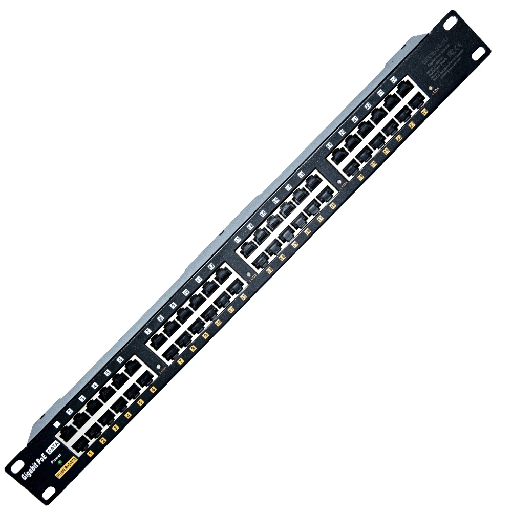 GPOE-24-1U балансировки нагрузки гигабитный poe-инжектор 24 порта с режимом B пассивное питание через ethernet панель-не включает в себя блок питания