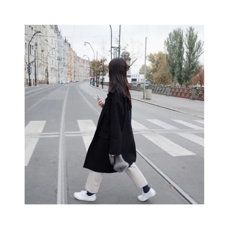 Новинка, Осень-зима, Женский Длинный плащ, однобортный, однотонный, свободный, отложной воротник, Ретро стиль, Повседневная ветровка размера плюс