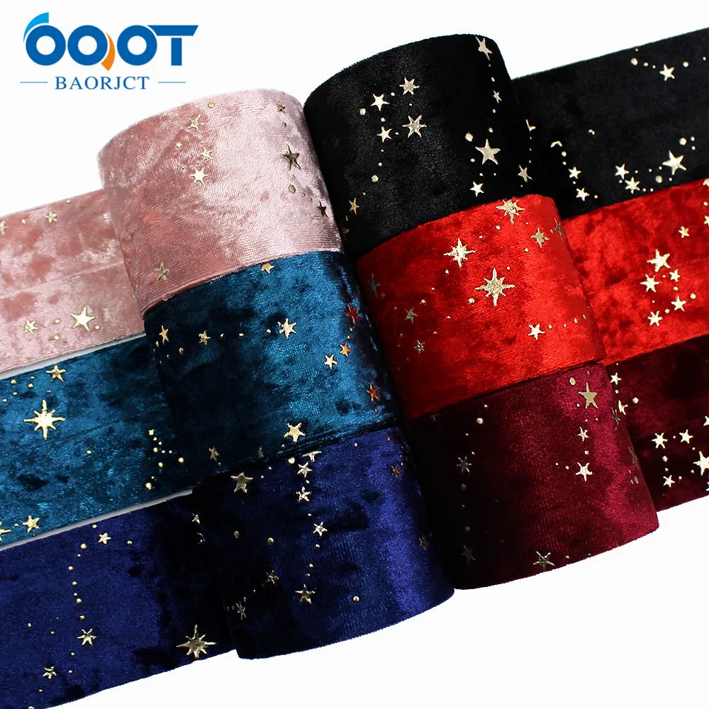 Double-Sided Gold Star Golden Velvet Cloth Ribbons 2