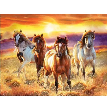 

Full Drill Square Diamond 5D DIY Diamond Painting Run the horse Diamond Embroidery Cross Stitch Rhinestone Mosaic diamont AA269