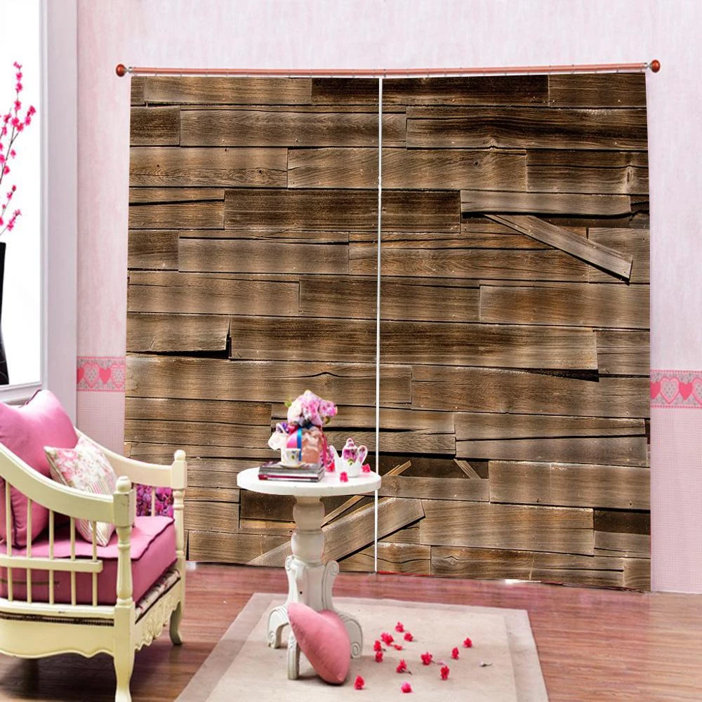 木製カーテンヴィンテージ納屋小屋板セピアアート窓カーテン画像印刷リビングルーム寝室屋内装飾 Curtains Aliexpress