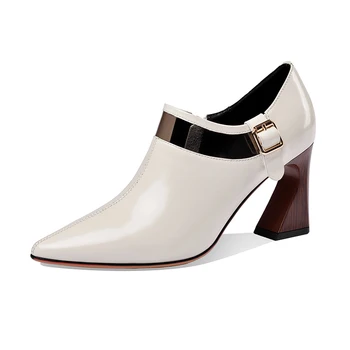 

2020 New Ladies Office Pumps Brand Women strange Heels Buckles Party Wedding Shoes Woman Zipper Short Ladies Shoes