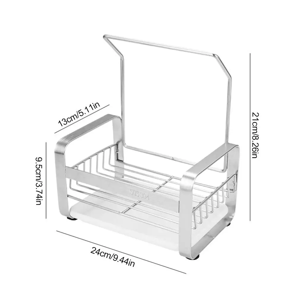 Stainless Steel Sink Organizer Anti-slip Dish Storage Holder Cloth Hanger Rack With Large Capacity Kitchen Storage
