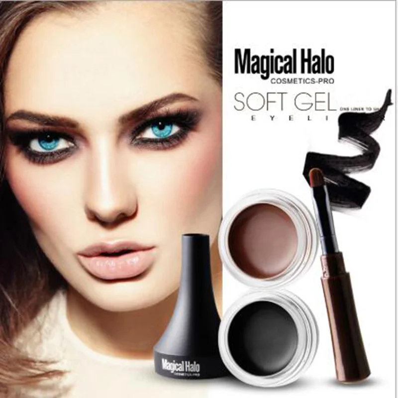 Magical Halo Professional Smudge-proof Eyeliner Gel Black Brown Waterproof Creamy Eye Liner with Brush Longwear Brow Makeup |