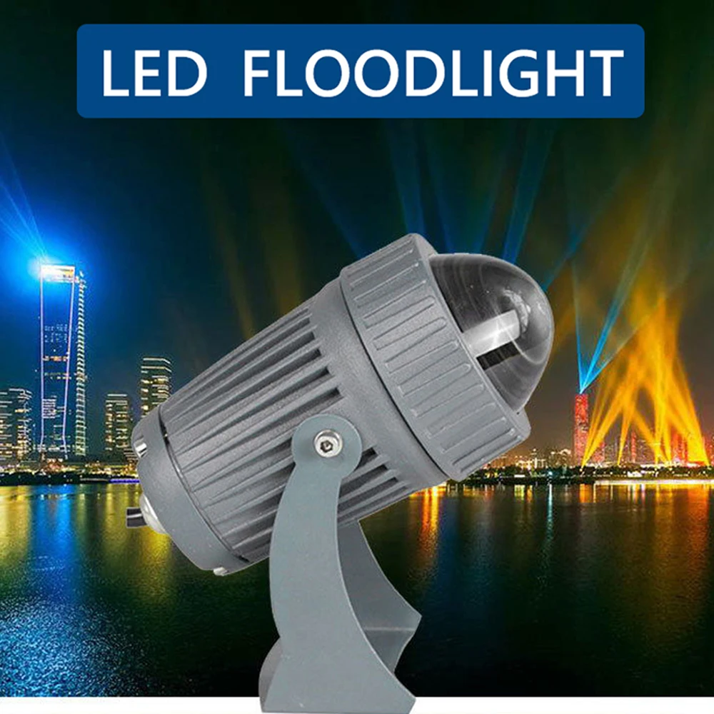 야외 LED RGB 투광 조명, 좁은 빔 각도 조경 거리 정원 광장 투광 조명, 방수 스포트라이트, 110V, 220V, 10W