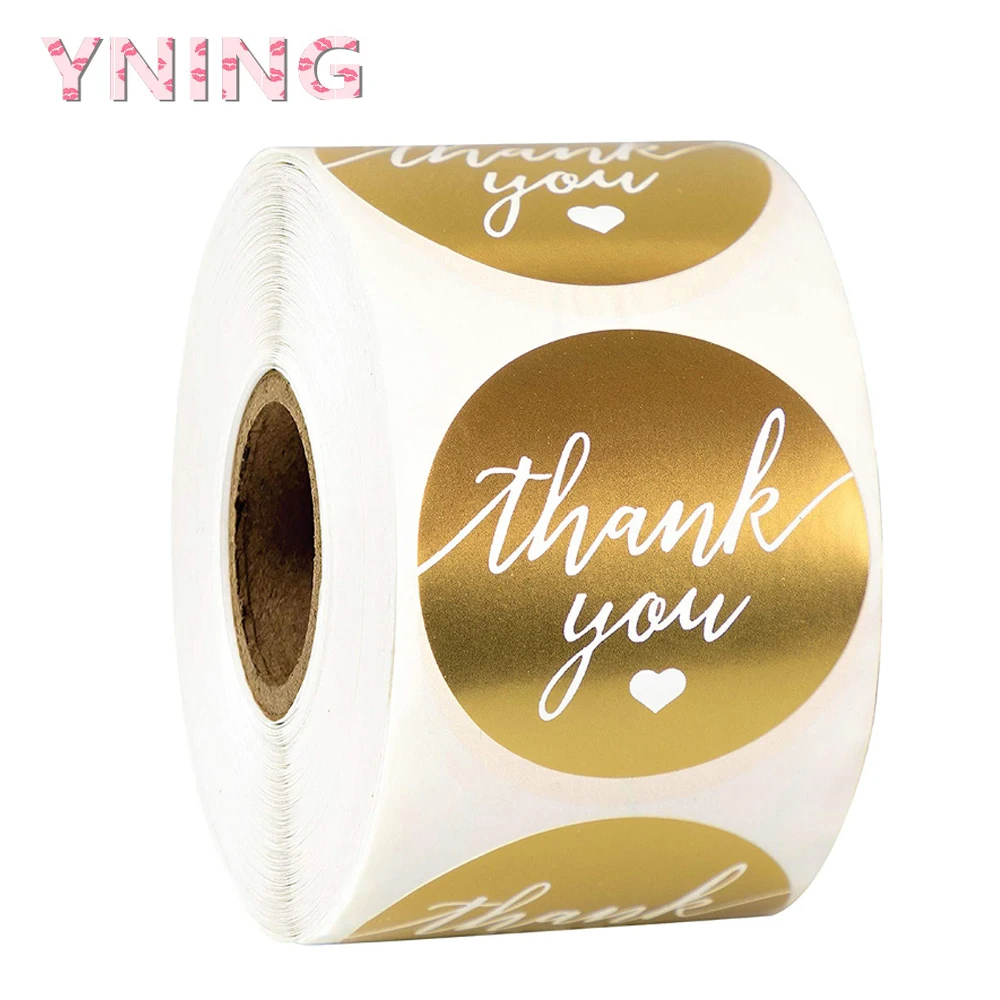 

500Pcs Round Gold Thank You Stickers Seal Labels Reflective Stationery Sticker For Handmade 1.5"Sticker Scrapbooking Labels