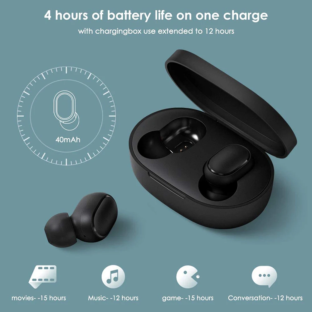 Xiaomi Redmi Airdots 2 In Ear TWS Bluetooth 5.0 Earphone Bass Stereo Wireless Cancellation With Mic Handsfree Earbuds AI Control