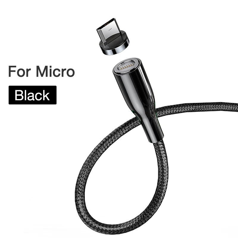 Cafele новейший Магнитный USB кабель для iphone Micro type C Плетеный USB кабель QC3.0 зарядное устройство для iphone samsung Xiaomi huawei 200 см - Цвет: Black for micro