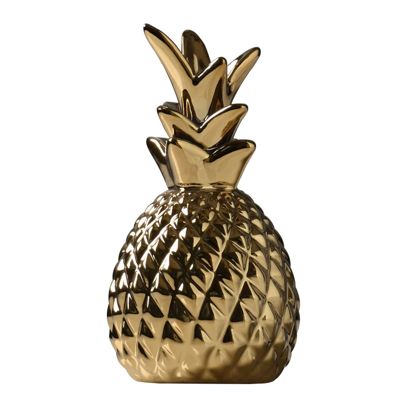 

Nordic Ceramic Pineapple Figurines Golden White Pineapple Crafts for Office Home Decoration R2433