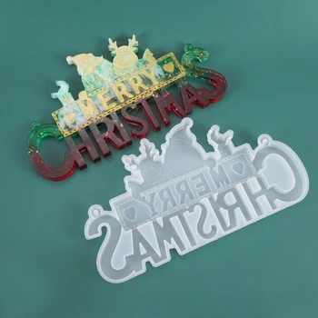 

Crystal Epoxy Resin Mold Christmas Letters Listed Decor Pendant Silicone Mould B36D