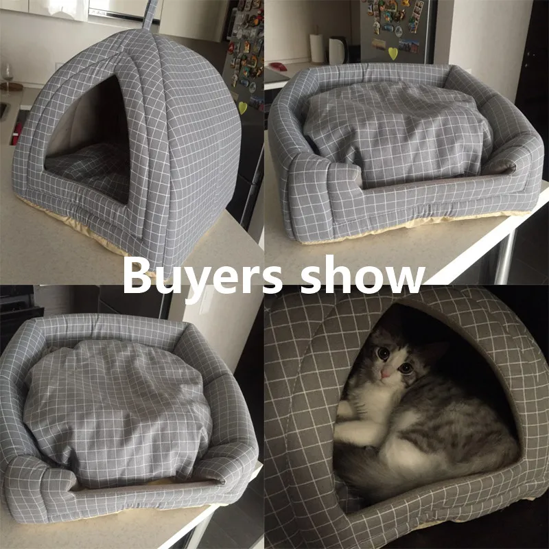 Foldable Pet Cat Bed Mat Soft Cone Shape Dog Kennel Winter Pet Cave Cat House Warm Sleeping Cats Nest Washable Dog Beds Pet Bed