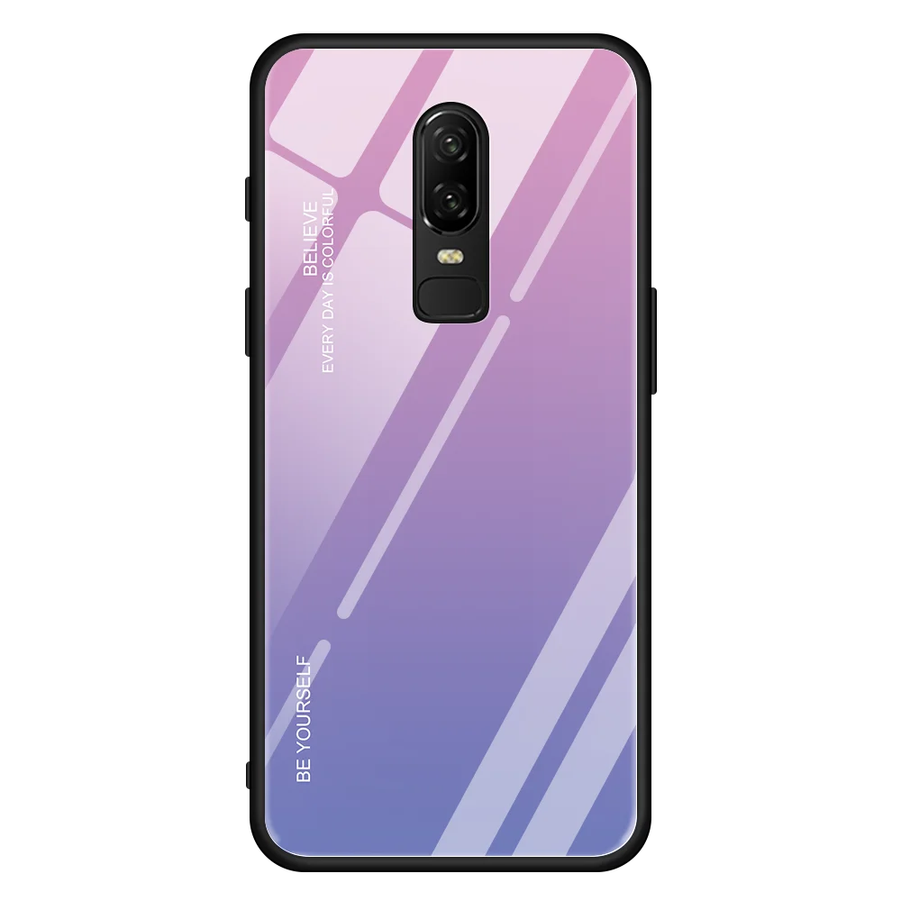 02 Защитный кожух для телефона в виде ракушки для Oneplus 6 градиентный чехол из закаленного стекла для One Plus 5 5T 6T Fundas - Цвет: 02