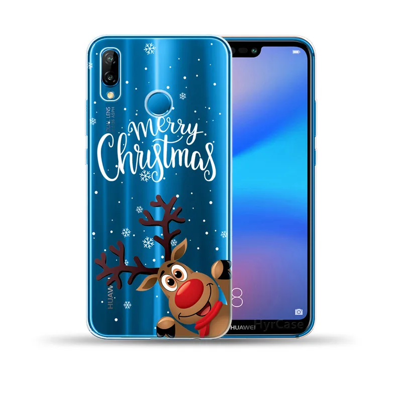 phone case for huawei Cartoon Cute Elk Merry Christmas Santa Claus Deer Soft TPU Silicone Phone Case Cover For Huawei P30 P10 P20 P40 Lite E Pro Huawei dustproof case