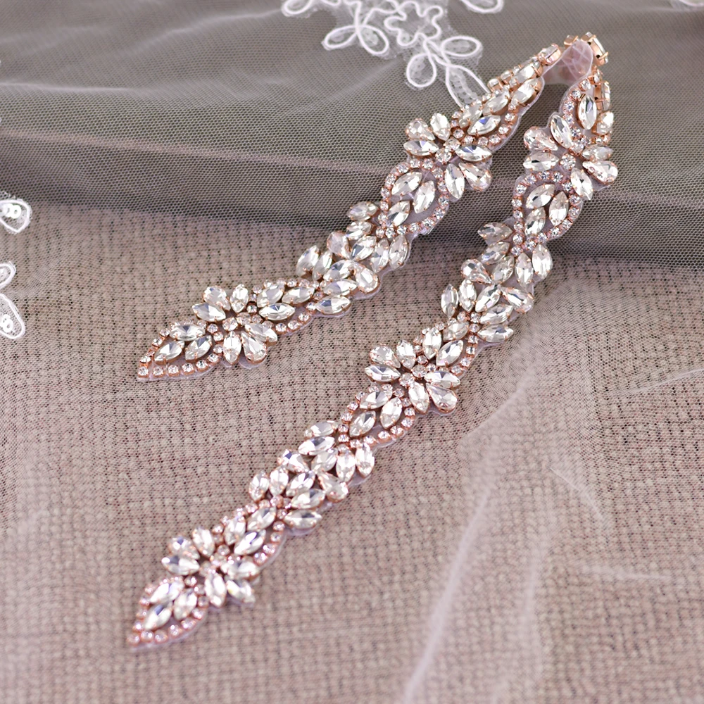 TRiXY S429 stunning rose gold rhinestone belts wedding embellished dress belt wedding sash bridal belts bridesmaid belt sash