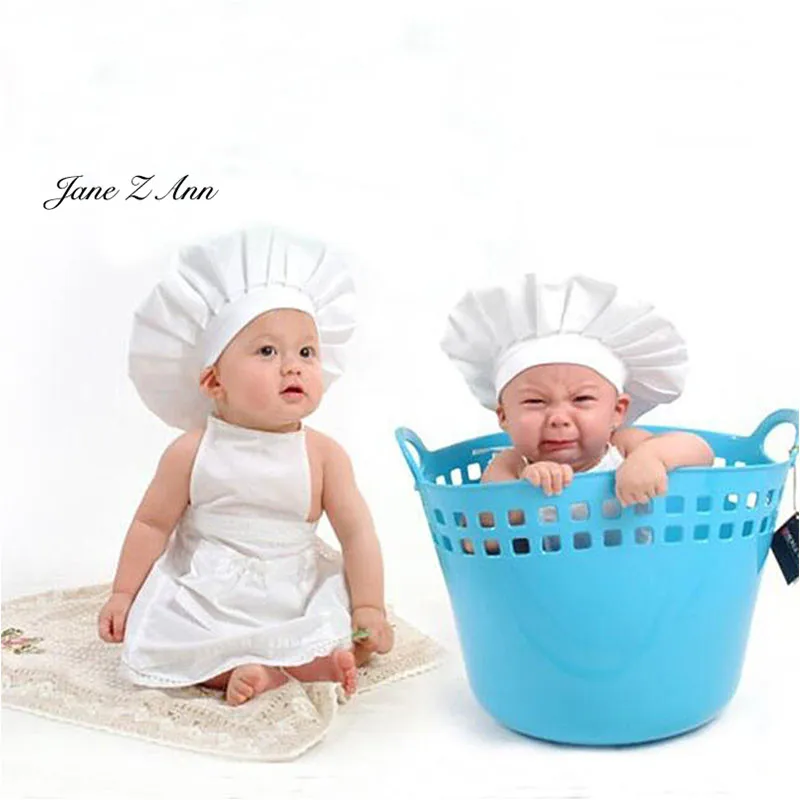 Jane Z Ann 1-2 year Baby Chef Costumes Set White Cook Suit Photography Props roupa de fotografia accessoires photo baby | Детская одежда