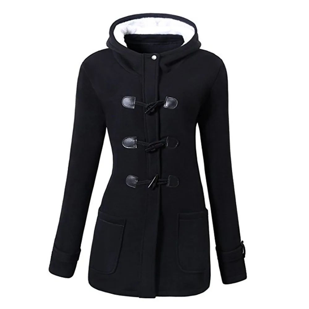 Casual Plus Size Winter Warm Black Gothic Women Jackets Slim Overcoats Hooded Office Ladies Zipper Pocket Female Outwears 2019 | Женская