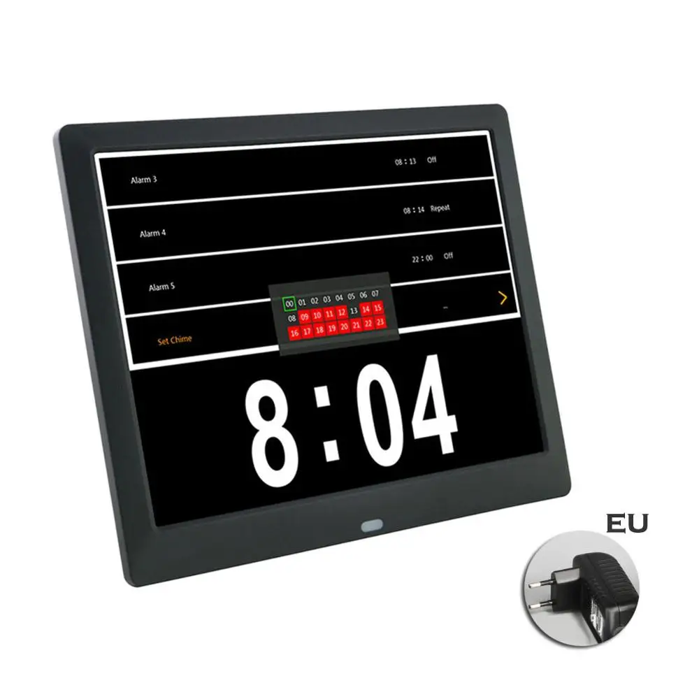 Black-EU Стиль 8," потеря памяти цифровой электронный будильник с подсветкой будильник День Часы с дополнительной не сокращенной день и месяц 3 Будильник домашние часы - Цвет: Black-EU