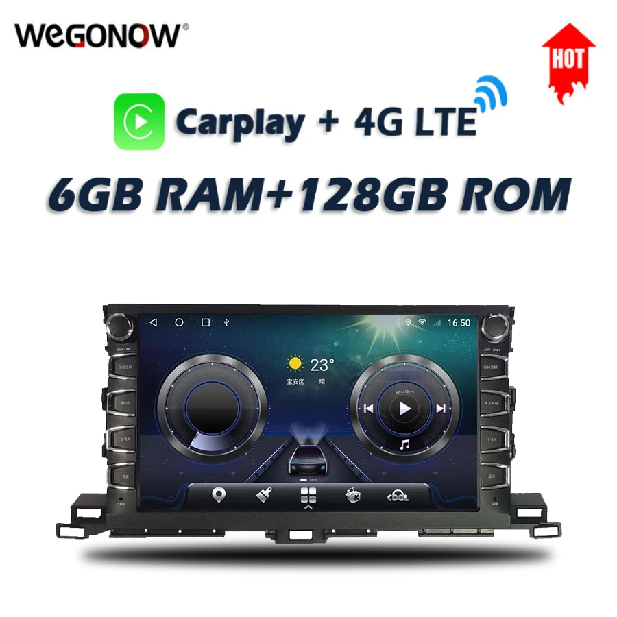 Автомобильный DVD-плеер Carplay 10 1 дюйма IPS Android 11 0 6 ГБ + 128 GPS Wi-Fi Bluetooth 5 RDS радио для Toyota