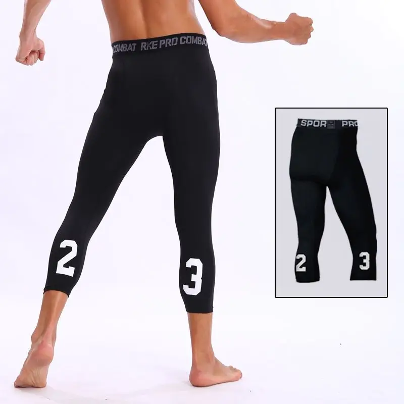 Мужские Компрессионные Леггинсы спортивные тренировочные брюки эластичные