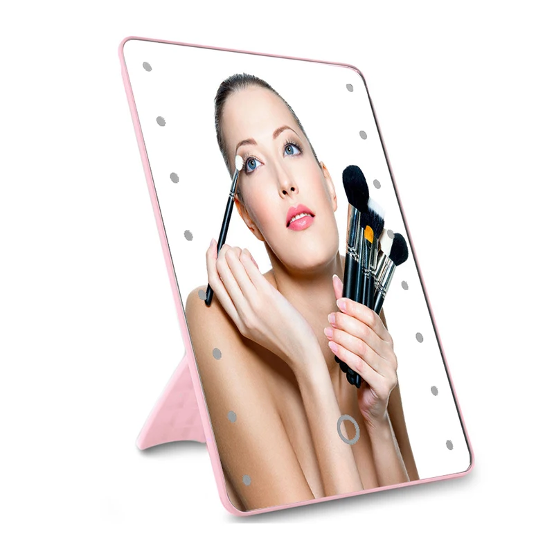 

Illuminated Mirror Makeup Mirror With 22 LED Light Touch Dimmer Switch Folding Desktop Bracket Mirror Bathroom Wall-Mounted