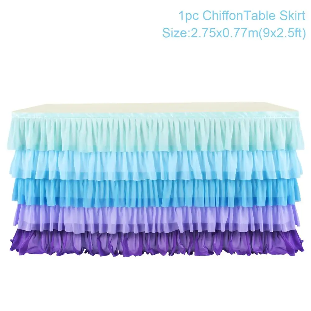 Staraise 5 слоев разноцветная волнистая шифоновая юбка для стола для дня рождения, свадьбы, вечерние платья русалки, украшения для девочек - Цвет: Table skirt 4