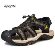 Мужские сандалии; повседневные летние дышащие пляжные сандалии из искусственной кожи; мягкие удобные сандалии; высокое качество; светильник; Sandalias Hombre; Новинка