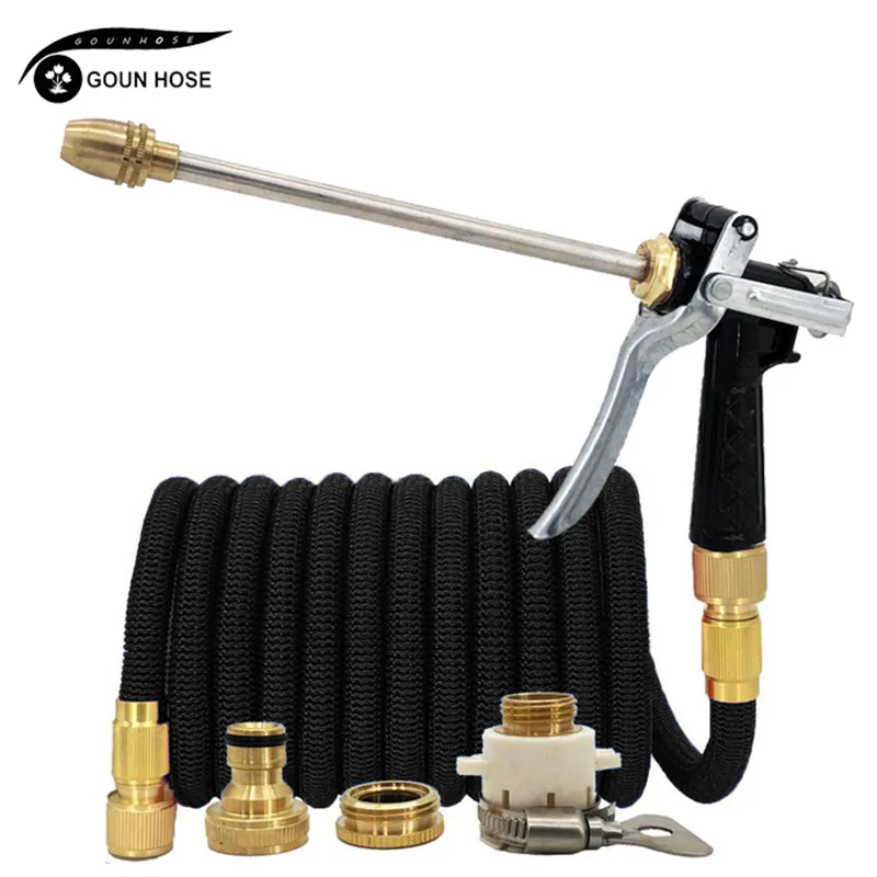 High Quality Telescopic Garden Hose 17ft-125ft Flexible Car Wash Magic Pressure Gun Outdoor Watering | Дом и сад