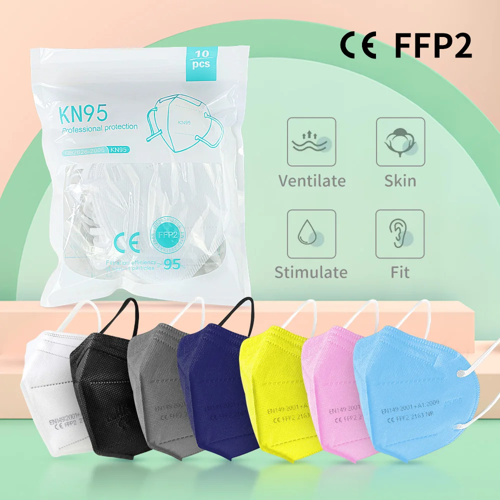 20-100PCS ffp2 CE Mask fpp2 Approved kn95 Mascarillas Masks 5 Layers Kn95 Certified Black Mouth Caps for Men Women FFP2MASK | Красота и