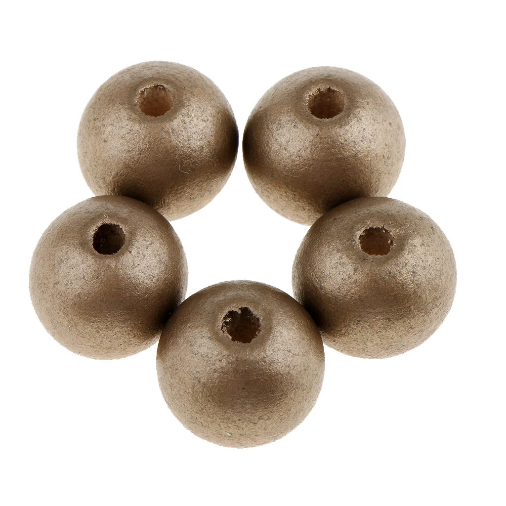 30 Pieces Round Ball Wood Spacer Beads DIY Necklaces Bracelets Jewelry Findings Charms 18mm Sewing Craft 