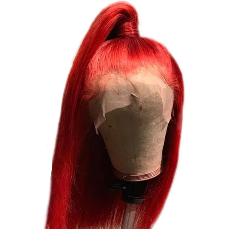 13*4 прямые красные Remyblue длинные кружевные передние человеческие волосы парик перуанский парик предварительно выщипанные с детскими волосами Remy кружевные передние парики для женщин