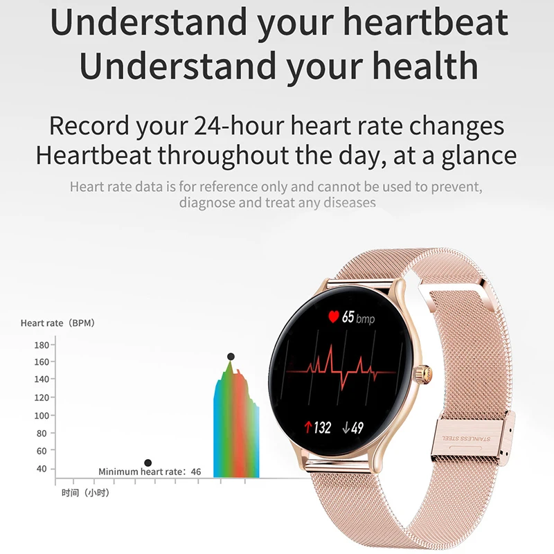US $24.69 LIGE 2021 New Women Smart Watch Woman Fashion Watch Heart Rate Sleep Monitoring For Android IOS Waterproof Ladies SmartwatchBox