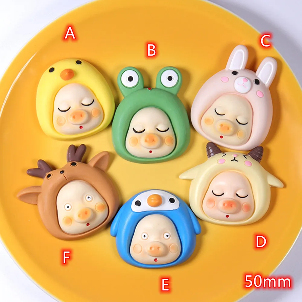 

Cabochons Big Sleepy Pig Baby 2pcs Cartooon Resin Flat Back Cabochon Scrapbooking Hair Bow Center Embellishments DIY Accessories