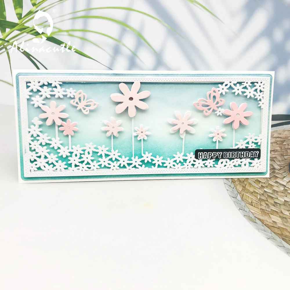 

Alinacutle Slimline Metal Cutting Die Cut 2pc Spring Floral Background Scrapbooking Paper Craft Handmade Album Card Punch Art