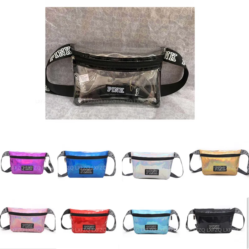 

Fanny Pack Laser Pu Belt Bag Pink Banana Bags Letter Waist Bag Holographic Female Belt Fashion Heuptas Handbags Purse Pouch Belt