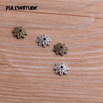 

100pcs 3*10*10mm Two Color Bead Caps Charm Hollow Small Flower Pendants Jewelry Accessories DIY Receptacle Charms