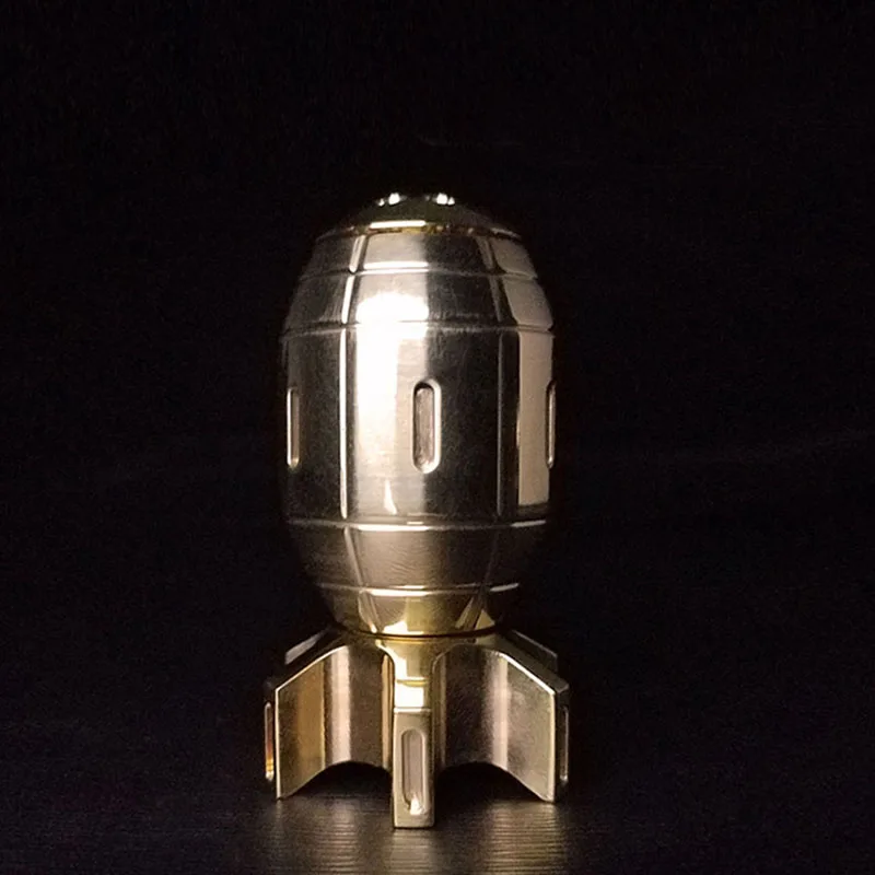 Small Bomb Fingertip Top Stainless Steel Brass Adult Decompression Creative Spiral Toy Gift EDC Tritium