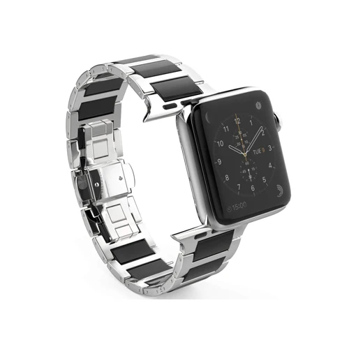 black Ремешок из нержавеющей стали для Apple watch ремешок 44 мм 40 мм correa iwatch 42 мм 38 мм Высококачественный Браслет Apple watch 4 5 Аксессуары - Цвет ремешка: black