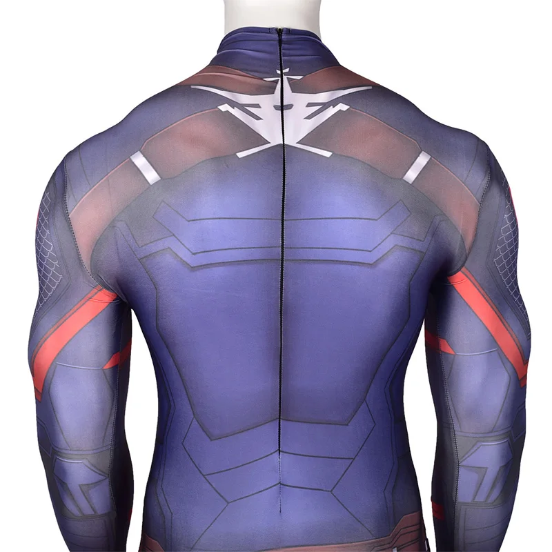 Avengers Endgame Captain America Cosplay Costume Zentai Superhero Jumpsuit Adults Men 3D Design One-Piece Bodysuit