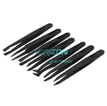 

7 pcs/Set Anti-static Tweezer Tool Straight Bend Plastic Heat Resistant