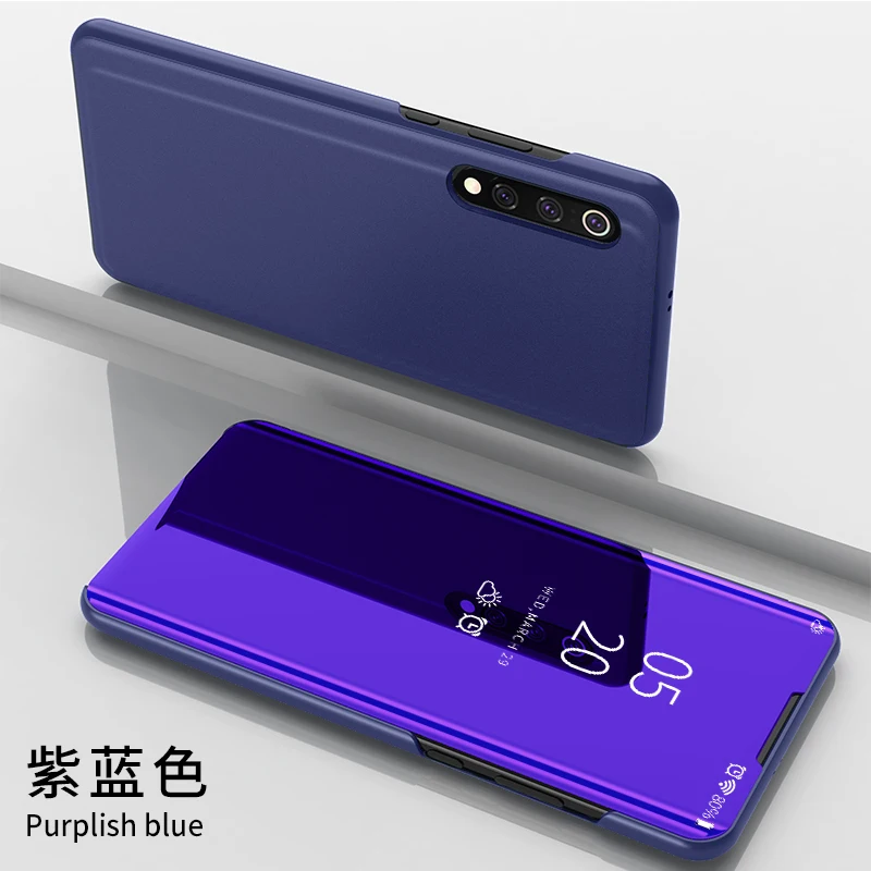 Smart mi rror флип чехол для спортивной камеры Xiao mi 9 Pro CC9 CC9E A3 Lite mi 9T Pro 9SE 8 Lite 8x Note3 Max3 mi x3 mi x2 F1 6 6X A2 Clear View чехол - Цвет: purple-blue