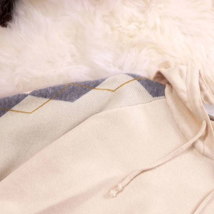 Amolapha Женские клетчатые вязаные свитера с капюшоном+ юбки 2 шт. комплекты повседневной одежды костюм