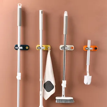 

Wall Suction Type Mop Hook Strong Paste Wall Hanging Household Non-mark Storage Mop Clip Bathroom Hanging Mop Rack Toilet Shelf