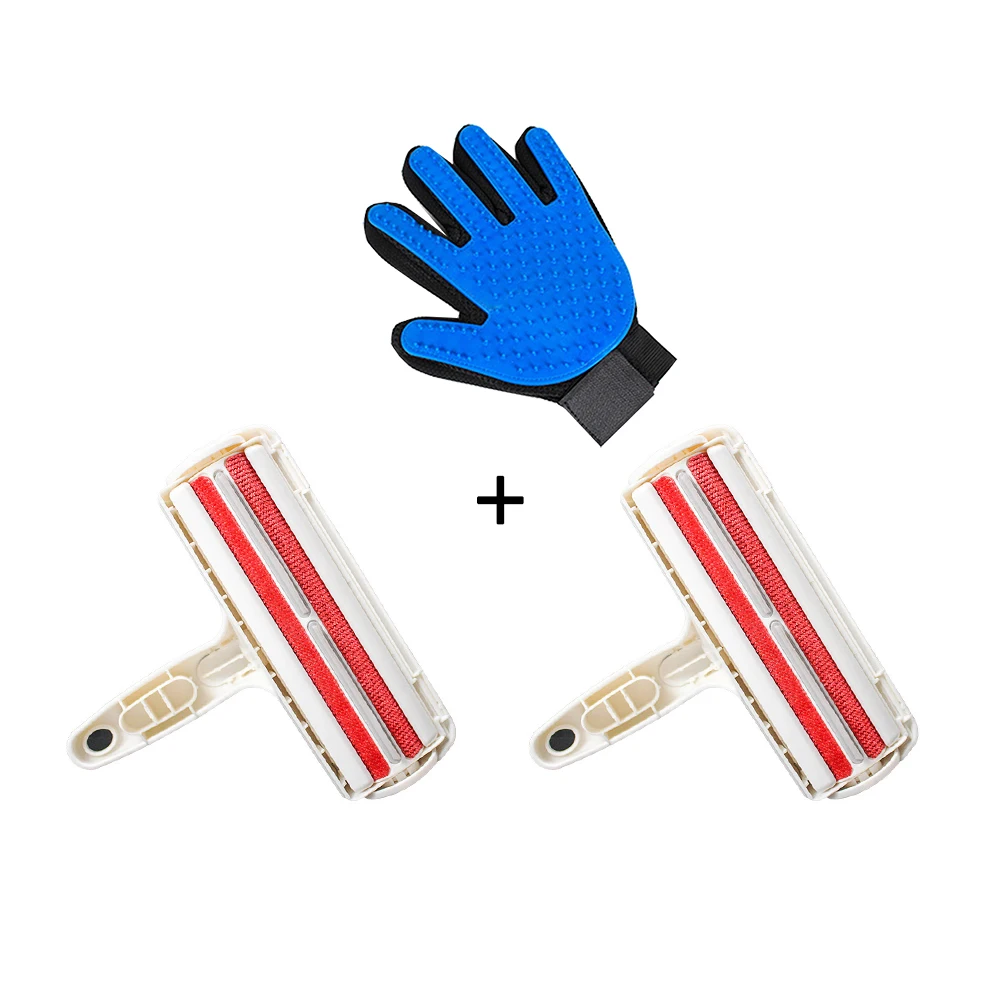 Red 3 Left Щетка для удаления шерсти домашних животных, кошачья собака, меховая Основа щетки, двойное устройство для удаления пыли, магические очистители щеток, набор инструментов для чистки ткани - Цвет: Red 3 Left