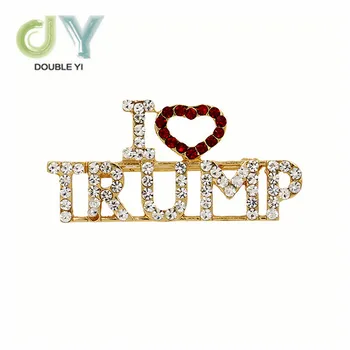 

3pcs Crystal Pins Letter "I love Trump" 2020 Brooch for USA President Vote For Clothes Backpack Pins Personality Hat Pin