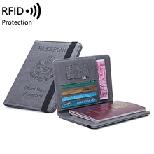 RFID, Ретро стиль, Обложка для паспорта, держатель для ID, банковских карт, из искусственной кожи, бизнес чехол для кредитных карт, для женщин и мужчин, кошелек, аксессуары для путешествий