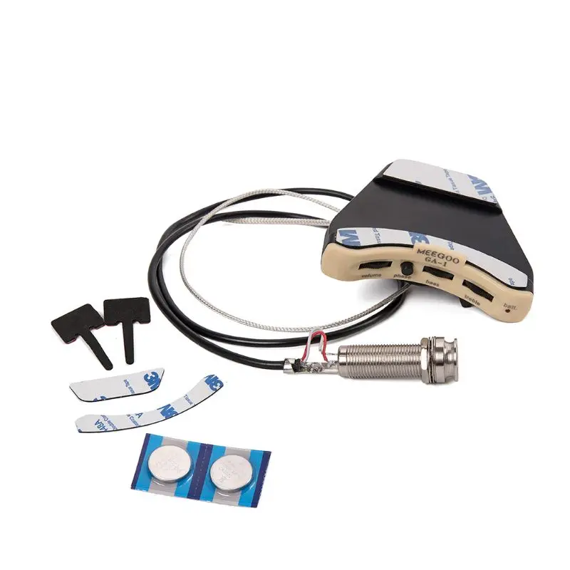 Acoustic Guitar Soundhole Preamp Piezo 3 Band Pickup Eq With Microphone