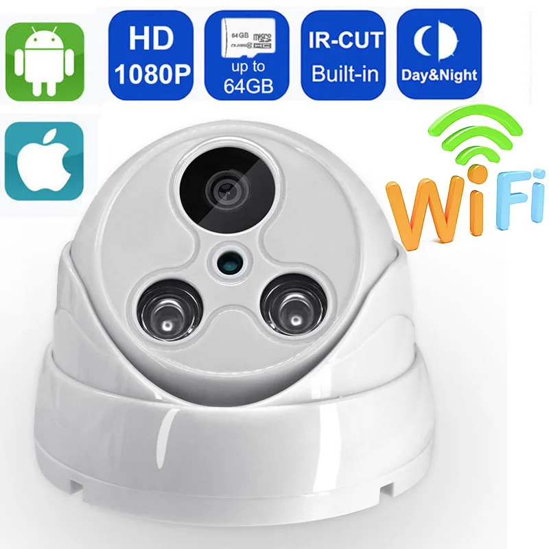 1080 P Беспроводной IP купольная Камера в помещении с поддержкой Wi-Fi кабель для камеры CCTV Ночное видение приложение Yoosee SD карты запись цикла