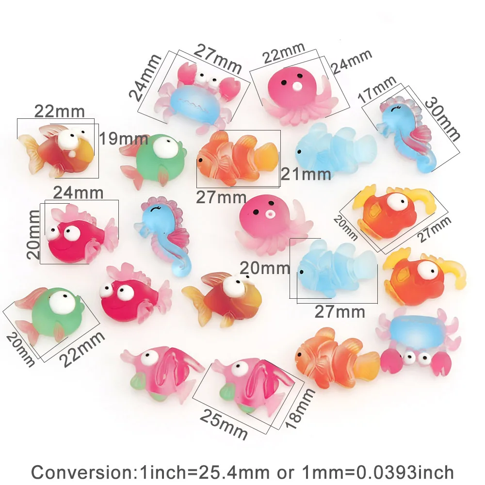 20 шт. милый рыбий Краб морской конек кальмар смешанные стили океан животных каучуковый кабошон с плоским основанием DIY украшения для телефона аксессуар