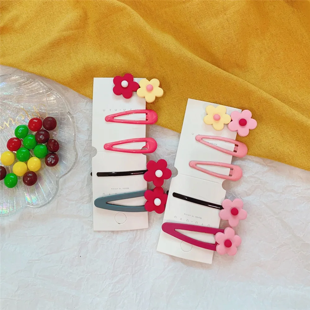 2/5/10 Pcs/Set Cute Cartoon Hair Clips avocado green flower hairpin hair ring set girl Barrettes Headband Kids Hair Accessories